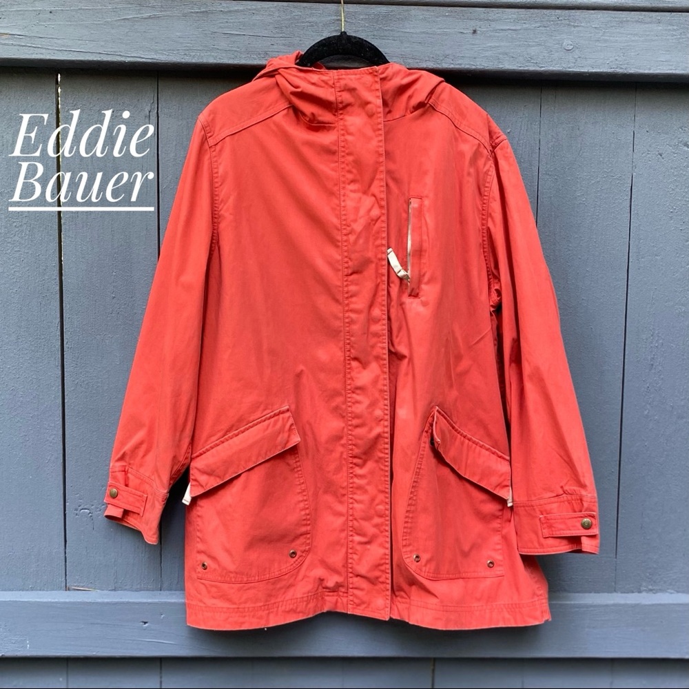 Eddie Bauer Hooded raincoat jacket outdoor hiking camping casual athleisure coat